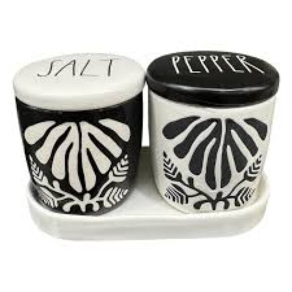 Rae Dunn Other - NWT New Release Rae Dunn Salt & Pepper Black Botanical Floral Cellar Set